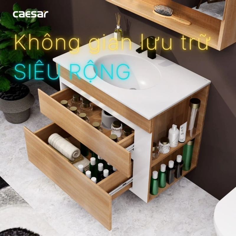 Tủ Lavabo Phòng Tắm Caesar EH15026DDRW7V(Không gồm lavabo và vòi)
