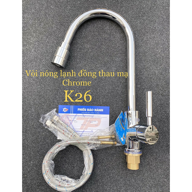 Vòi rửa bát nóng lạnh cần cứng thân tròn Kagol K26