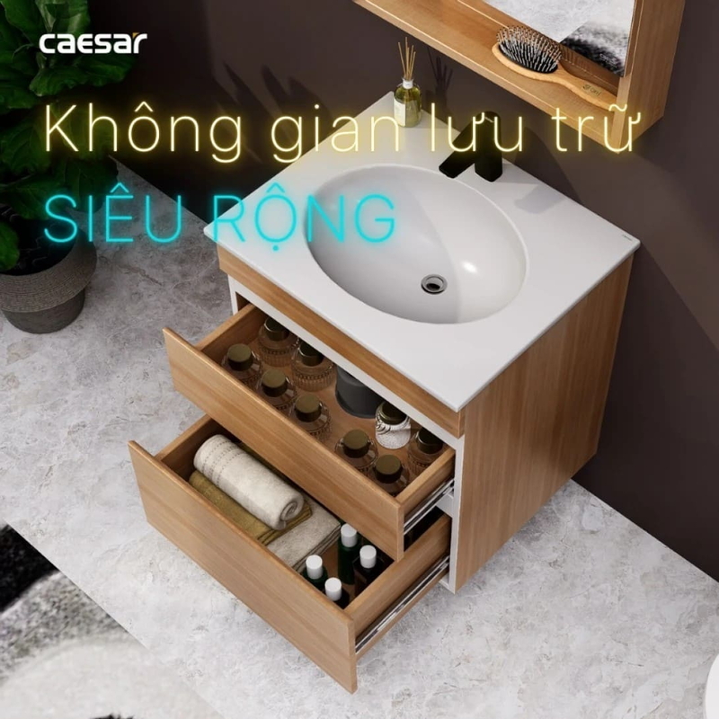 Tủ Lavabo Phòng Tắm Caesar EH15024DDW7V(Không gồm lavabo và vòi)