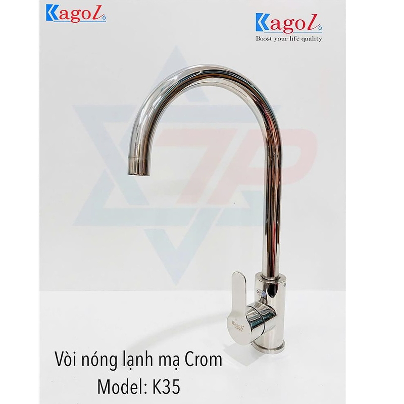 Vòi rửa bát nóng lạnh cần cứng thân tròn Kagol K35