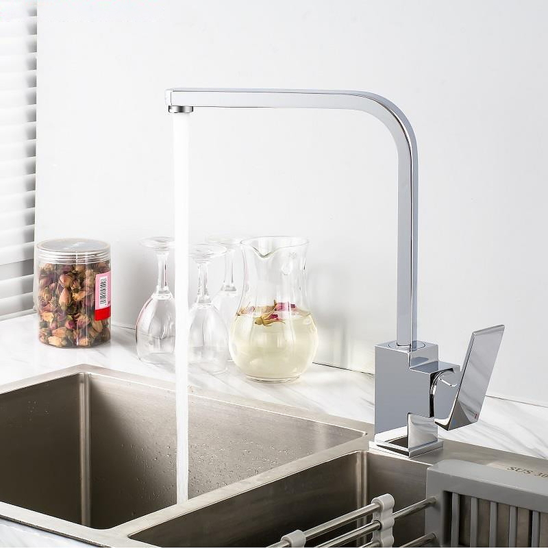 Vòi rửa bát nóng lạnh cần cứng thân vuông Kagol K51
