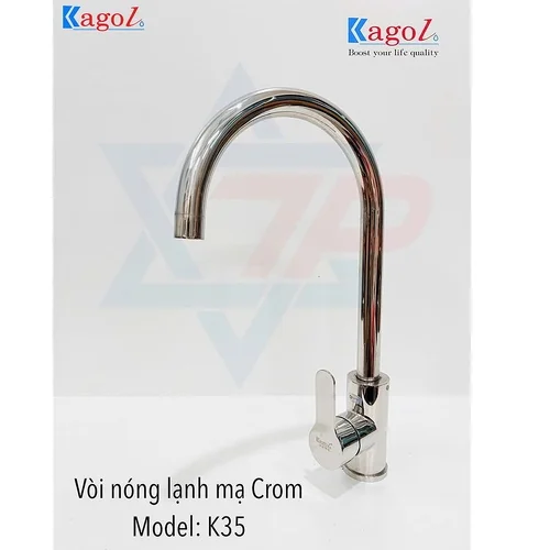 Vòi rửa bát nóng lạnh cần cứng thân tròn Kagol K35