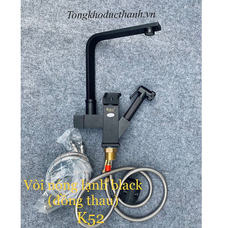 Vòi rửa bát nóng lạnh thân vuông kèm xịt kéo dài Kagol K52