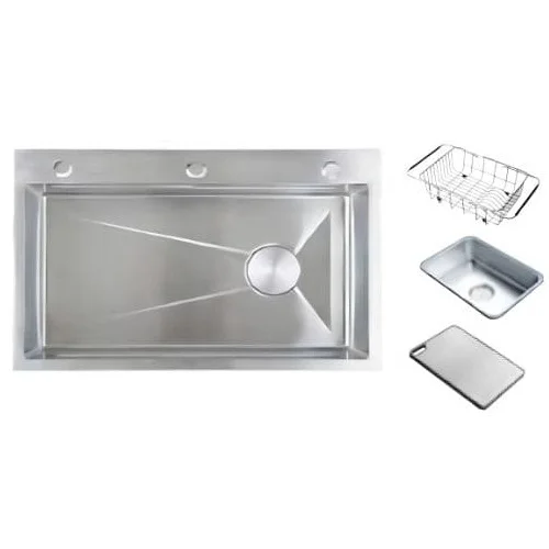 Chậu Rửa Chén Inox 1 Hộc 750x460mm Lắp Âm Caesar KSH01H075SX
