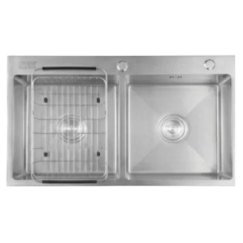 Chậu Rửa Chén Inox 2 Hộc 820x450mm Lắp Nổi Caesar KSH02H082SX