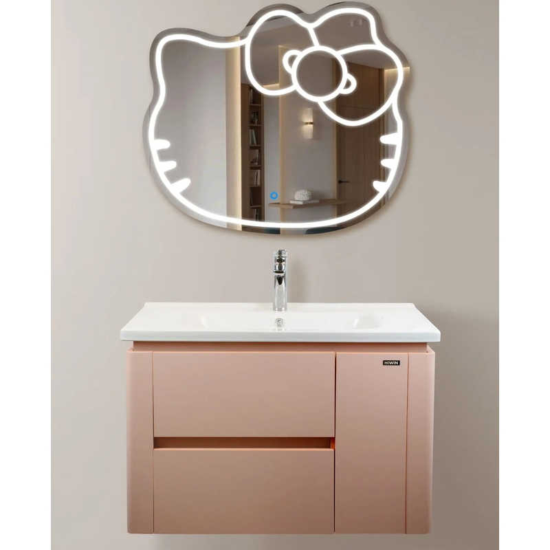 Bộ tủ chậu Lavabo màu hồng tinh tế Hiwin YP-1474
