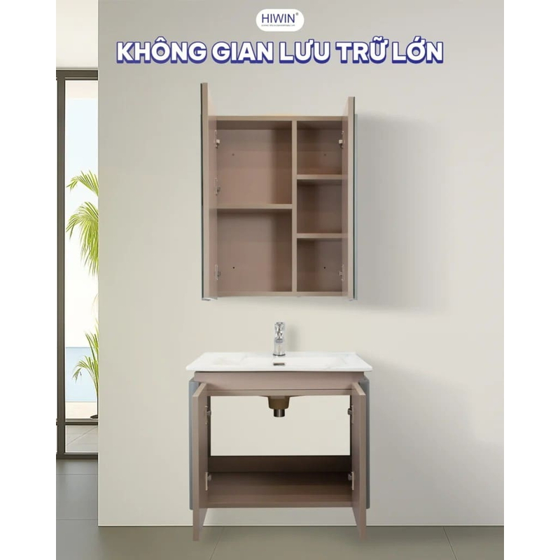 Bộ tủ chậu Lavabo màu xám nhạt Hiwin YS-2627