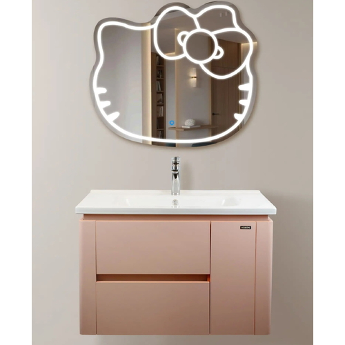Bộ tủ chậu Lavabo màu hồng tinh tế Hiwin YP-1474