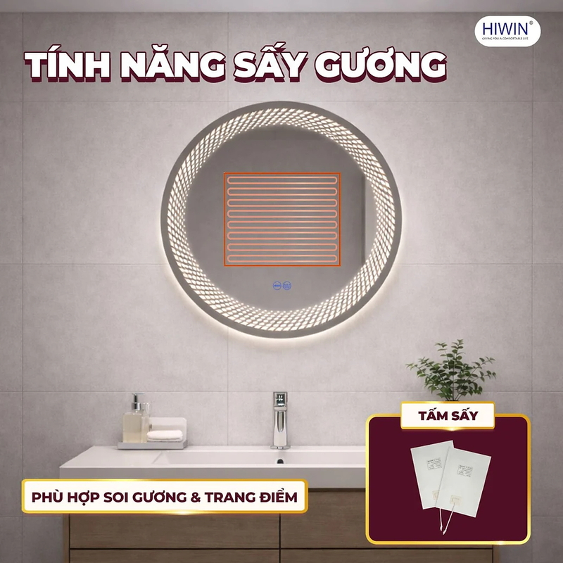 Gương tròn led cảm ứng Hiwin M-C6565LD-H