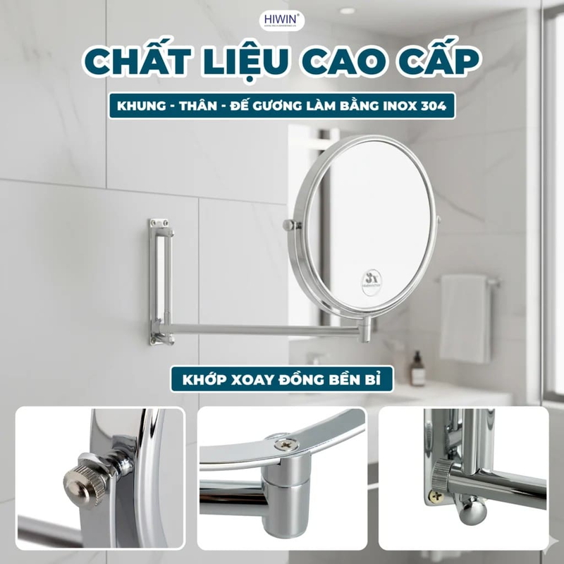 Gương cạo râu gương trang điểm hai mặt phóng đại 3X Hiwin J-0158