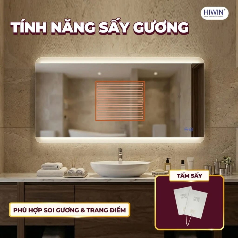 Gương led cảm ứng thông minh Hiwin M-R10050LD-H