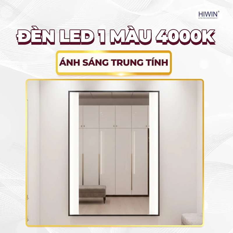 Gương cảm ứng thông minh khung gỗ Hiwin M-V1392L-W