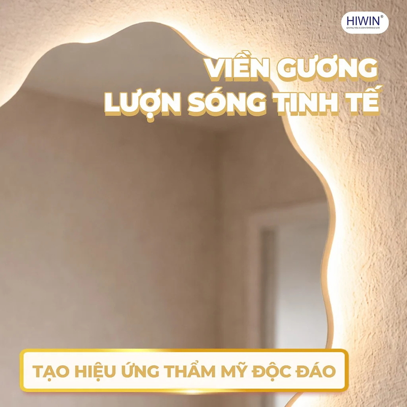 Gương đèn led cảm ứng hình tròn lượn sóng Hiwin M-C7070LD-H
