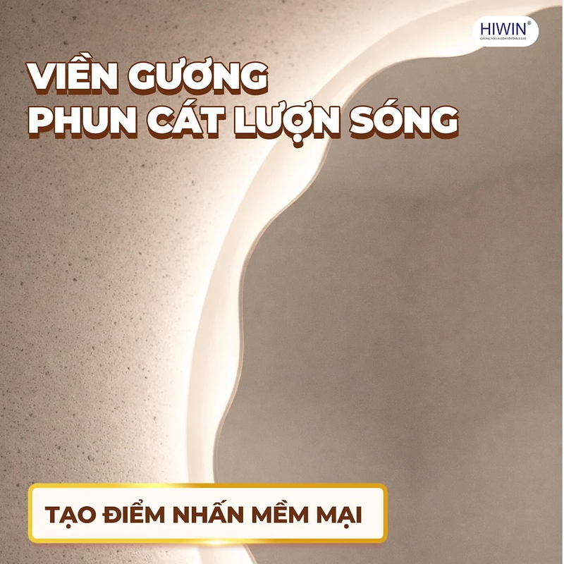 Gương đèn led cảm ứng hình tròn lượn sóng Hiwin M-C8080LW-H