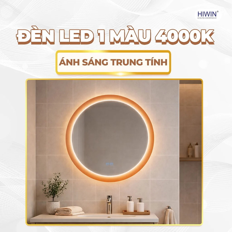 Gương tròn đèn led cảm ứng Hiwin M-C6060LD-W