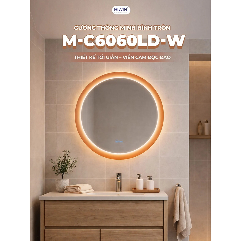 Gương tròn đèn led cảm ứng Hiwin M-C6060LD-W