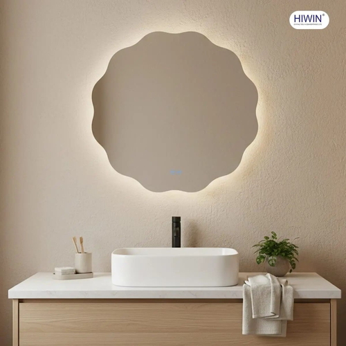 Gương đèn led cảm ứng hình tròn lượn sóng Hiwin M-C7070LD-H