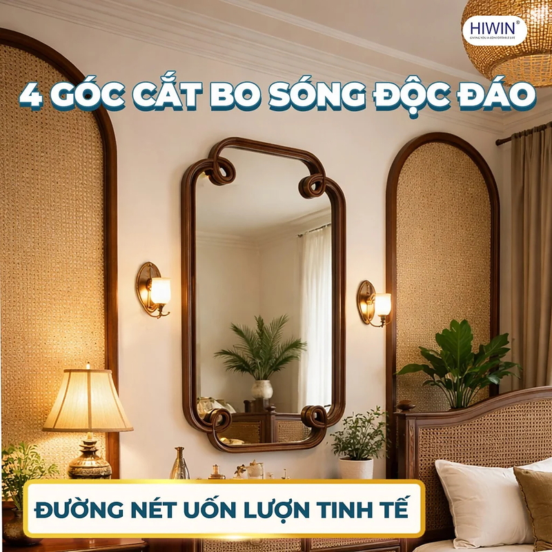 Gương hình chữ nhật đứng khung gỗ tần bì nghệ thuật Hiwin M-V62120-W