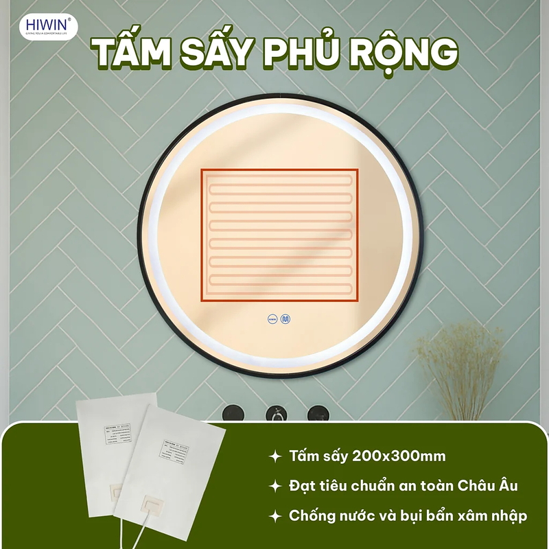 Gương thông minh hình tròn khung đen Hiwin M-C5858LD-B