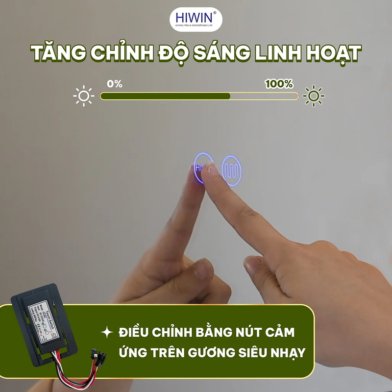 Gương thông minh hình tròn khung đen Hiwin M-C5858LD-B
