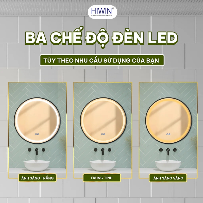 Gương thông minh hình tròn khung đen Hiwin M-C5858LD-B