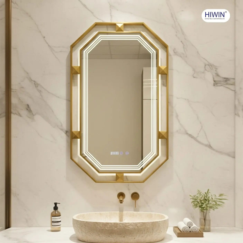 Gương thông minh hình bát giác khung inox Hiwin M-O4887LDWT-P
