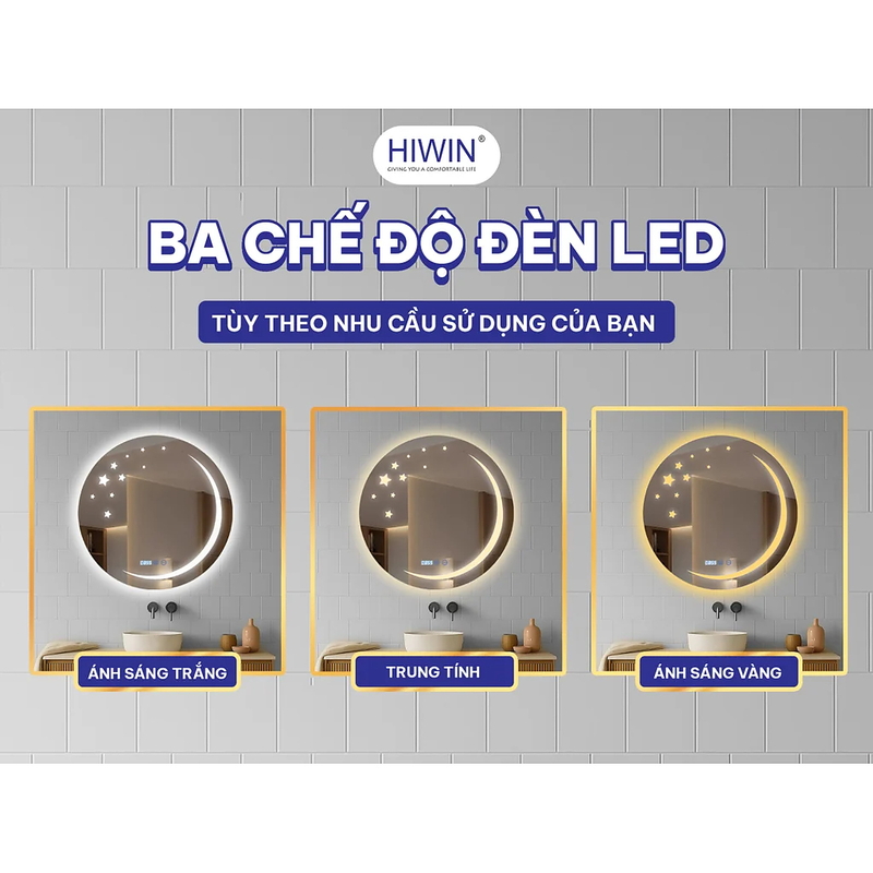 Gương thông minh hiện thị nhiệt độ và thời gian Hiwin M-C7070LDS-H