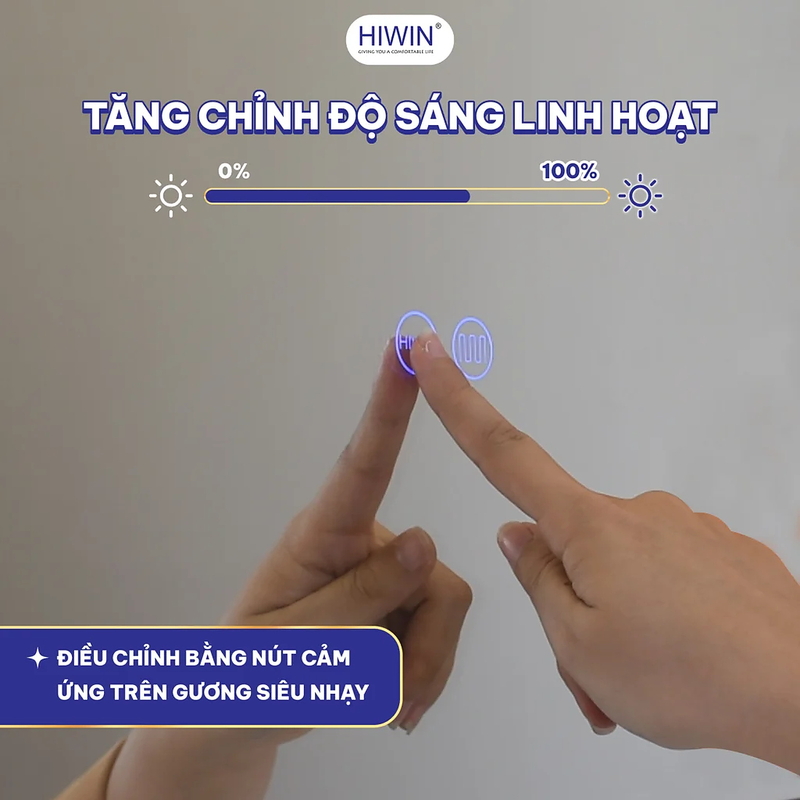 Gương thông minh hình chữ nhật khung màu đen Hiwin M-R7050LD-B