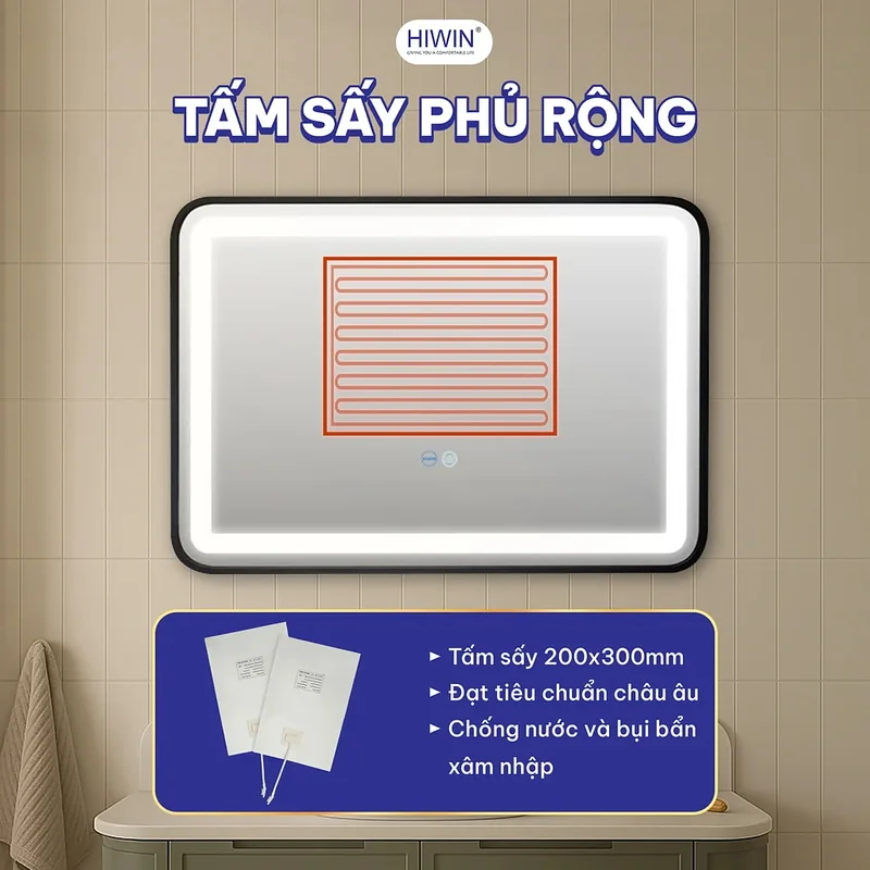 Gương Đèn LED Cảm Ứng Hình Chữ Nhật Hiwin M-R7050LD-B