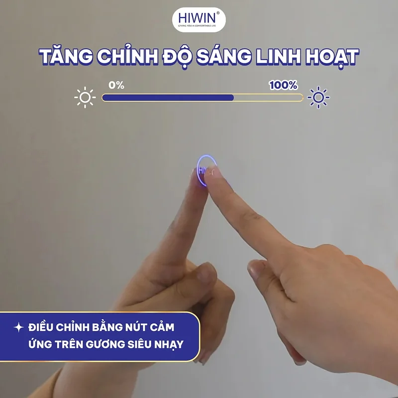 Gương Đèn LED Cảm Ứng Hình Hello Kitty Hiwin M-KT8090L-H