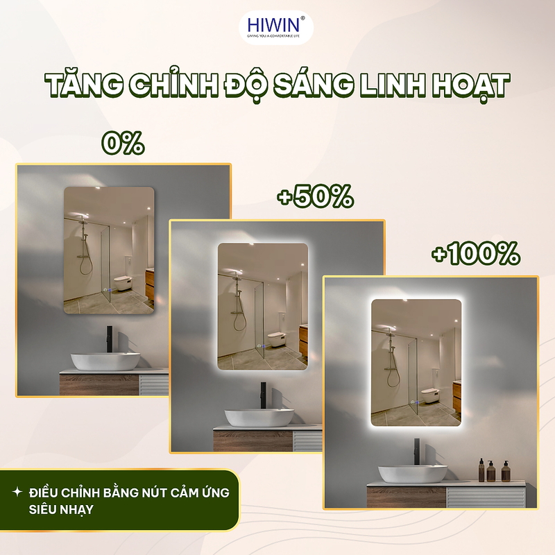 Gương thông minh hình khung acrylic phun mờ xuyên sáng Hiwin M-C800LD-F