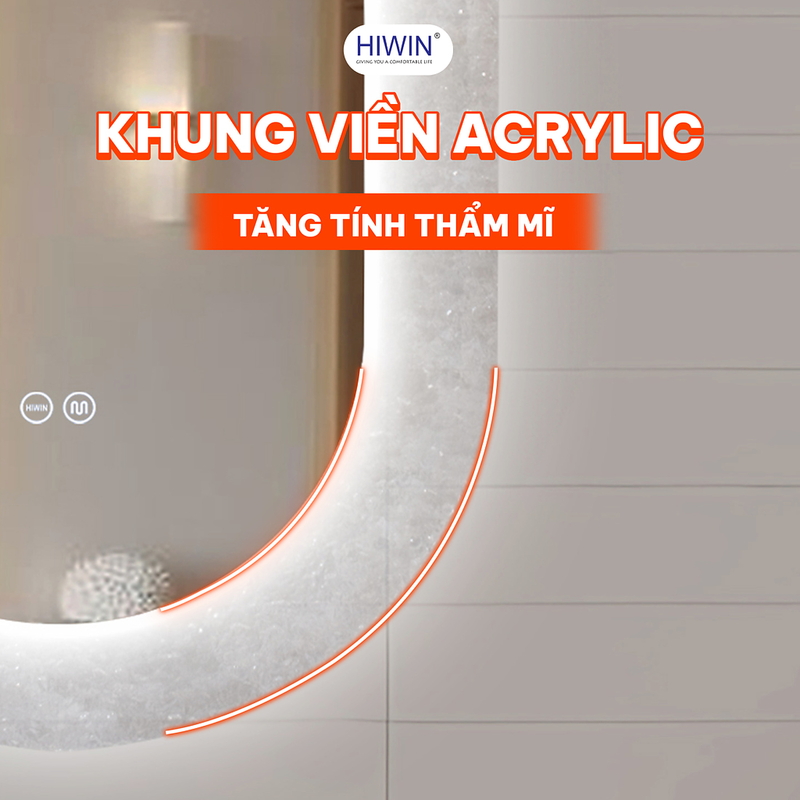 Gương thông minh hình viền acrylic trong suốt Hiwin M-E1160LD-F