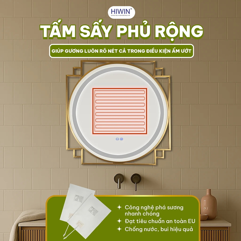 Gương thông minh khung vàng xước sang trọng Hiwin M-C662LD-P
