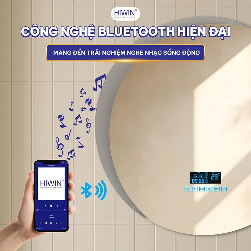 Gương Đèn LED Cảm Ứng Bluetooth Hình Tròn Hiwin M-C6060LDBS-H