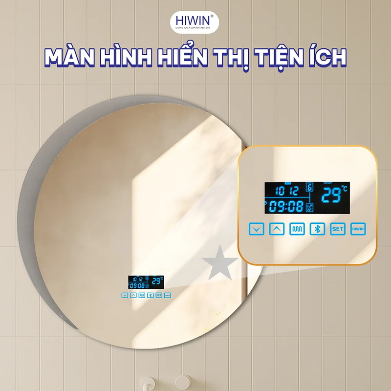 Gương thông minh tròn Sao Trăng Bluetooth Hiwin M-C6060LDBS-H