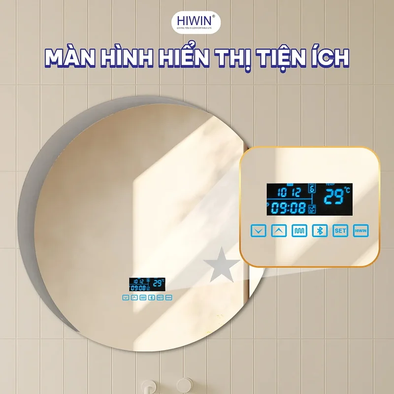 Gương Đèn LED Cảm Ứng Bluetooth Hình Tròn Hiwin M-C6060LDBS-H