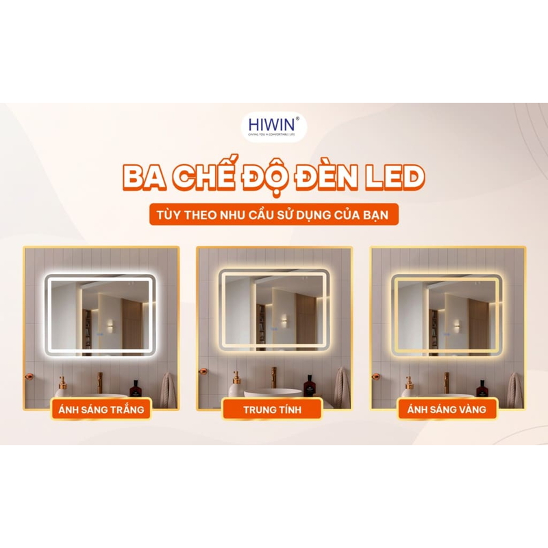 Gương thông minh viền phun cát sang trọng Hiwin M-R6080LD-H