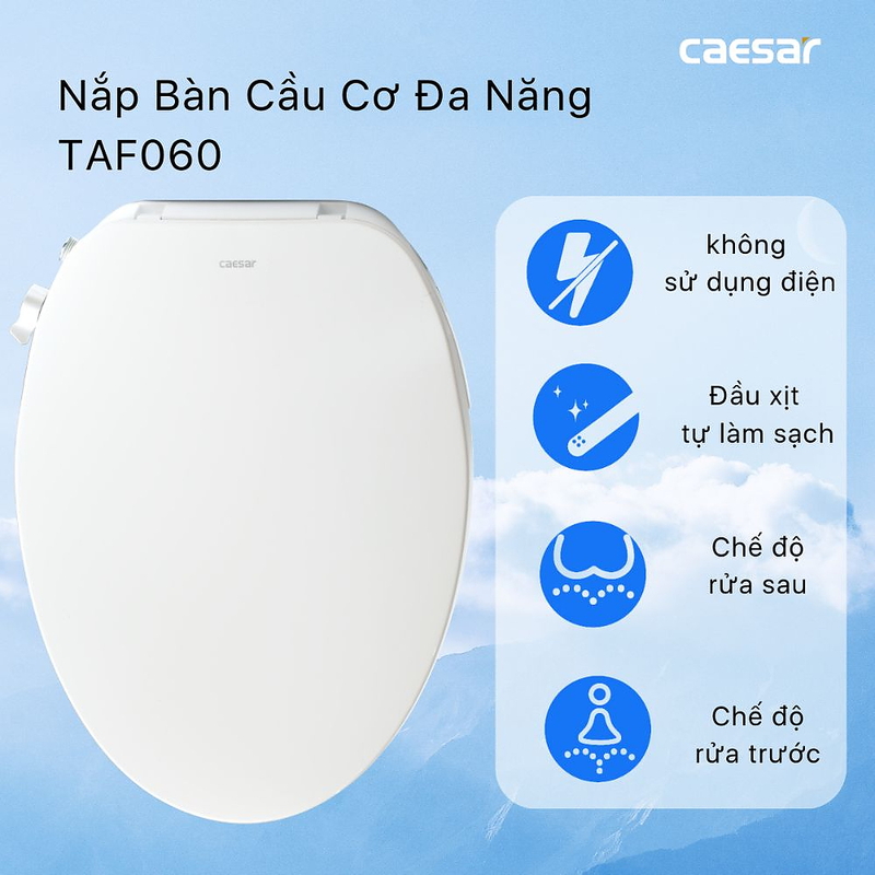 Bồn cầu 2 khối nắp rửa cơ Caesar CD1342/TAF060