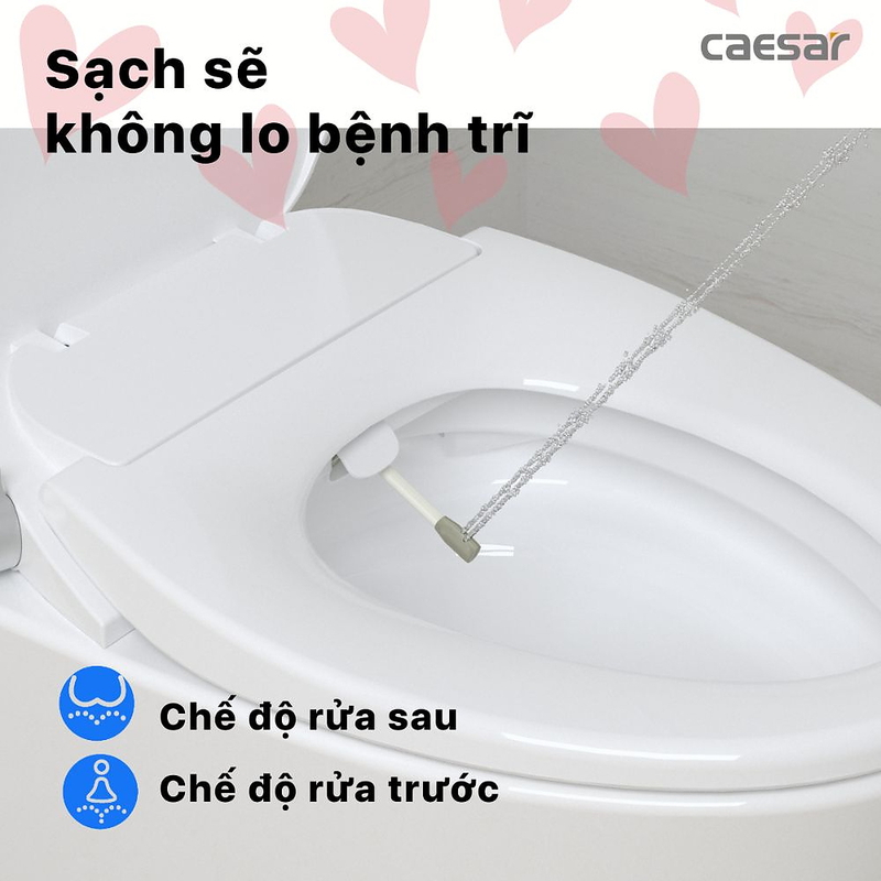Bồn cầu 2 khối nắp rửa cơ Caesar CD1342/TAF060
