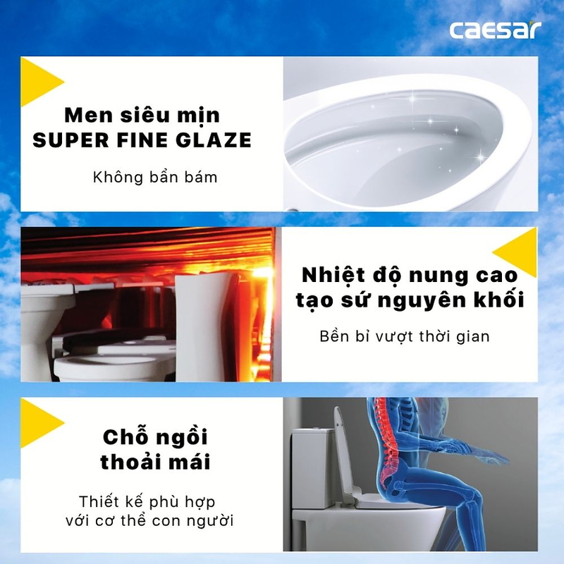 Bồn cầu 2 khối nắp thông minh Caesar CD1342/TAF710H