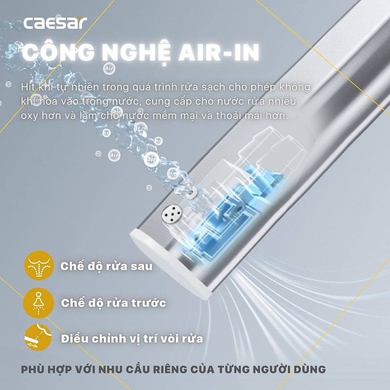 Bồn cầu 2 khối nắp thông minh tự động đóng mở Caesar CD1342/TAF610H