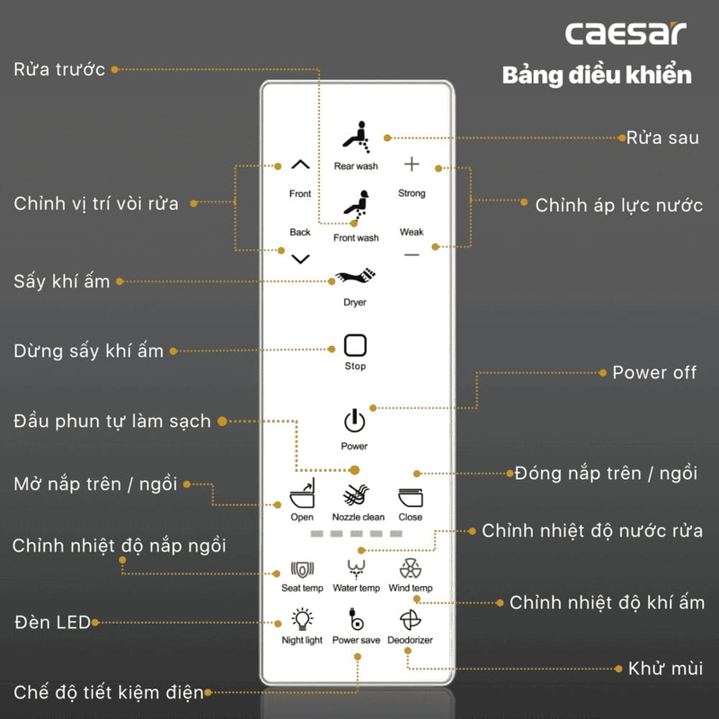Bồn cầu 2 khối nắp thông minh tự động đóng mở Caesar CD1342/TAF512H