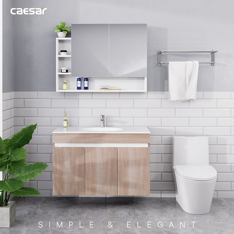 Tủ Lavabo treo tường Caesar EH15028AW7V (Không bao gồm vòi + chậu)