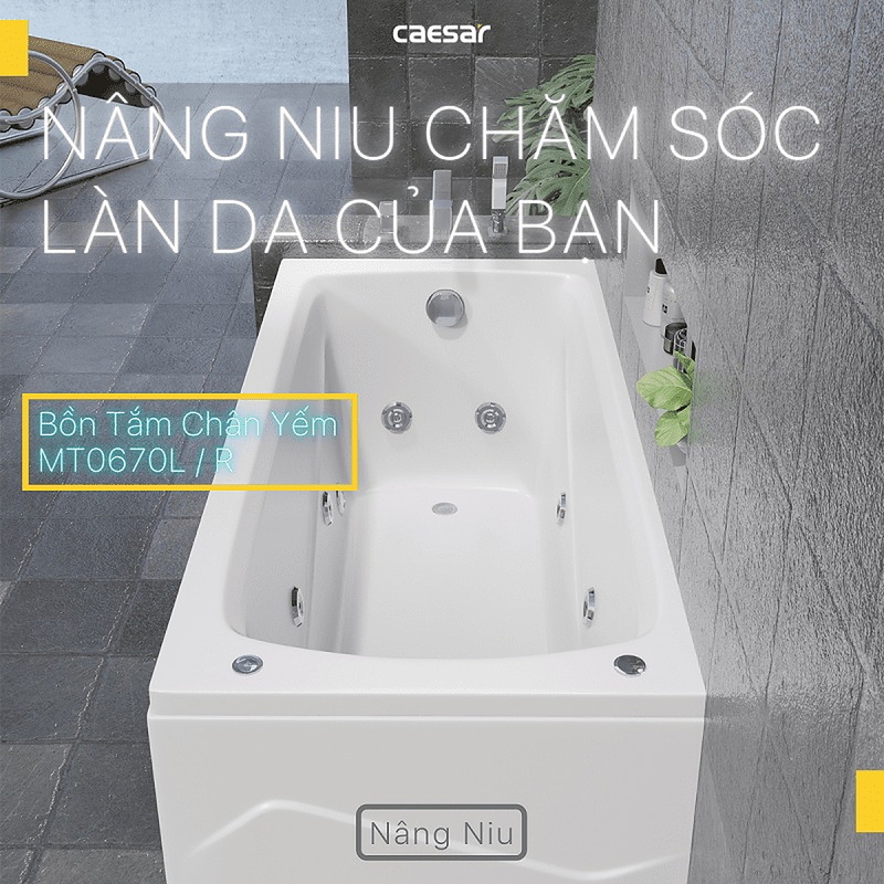 Bồn tắm chân yếm 1.7M CAESAR MT0670R( Xả phải yếm trái)