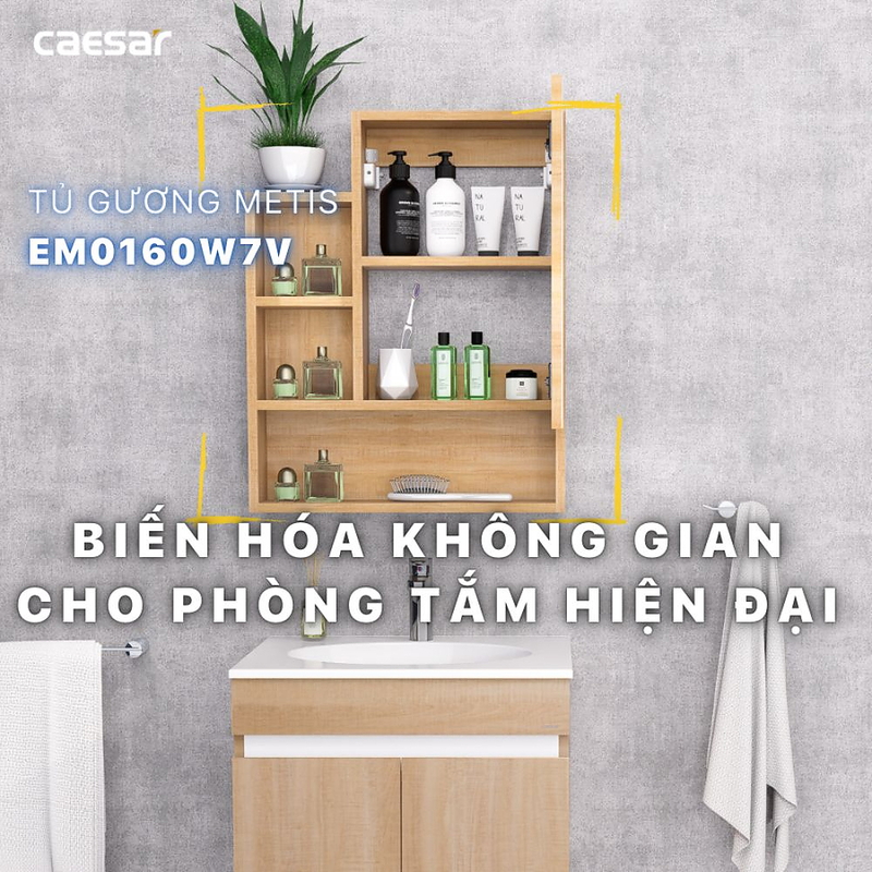 Tủ gương treo phòng tắm CAESAR EM0160W7V