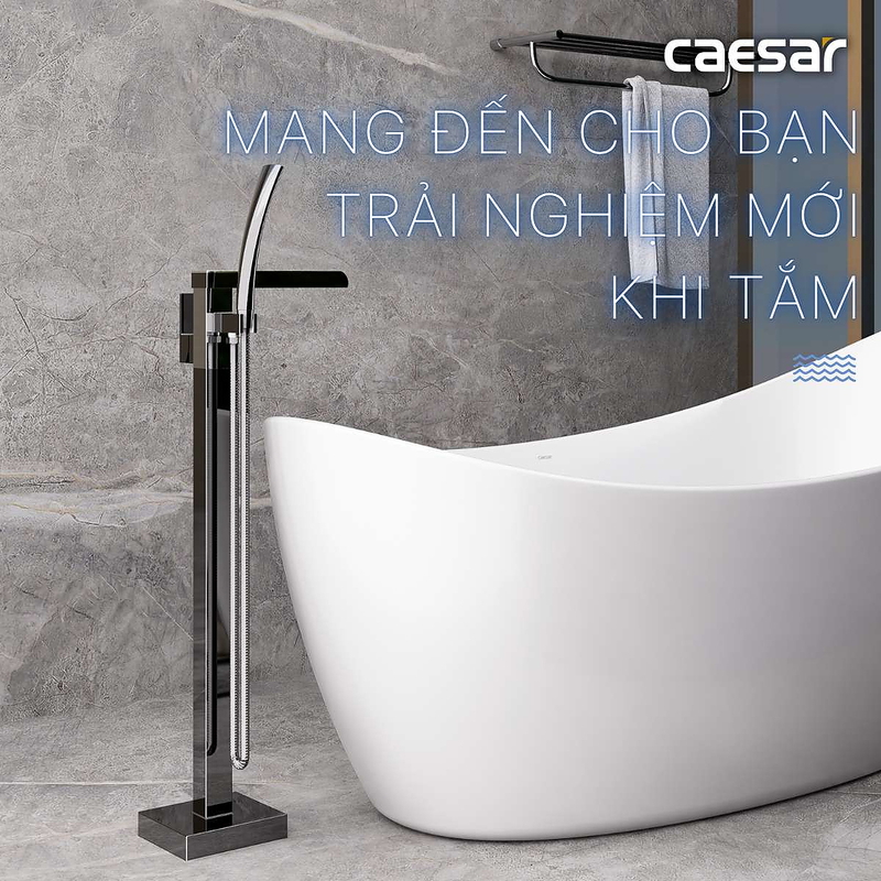 Vòi bồn tắm nóng lạnh đặt sàn Caesar AS689C