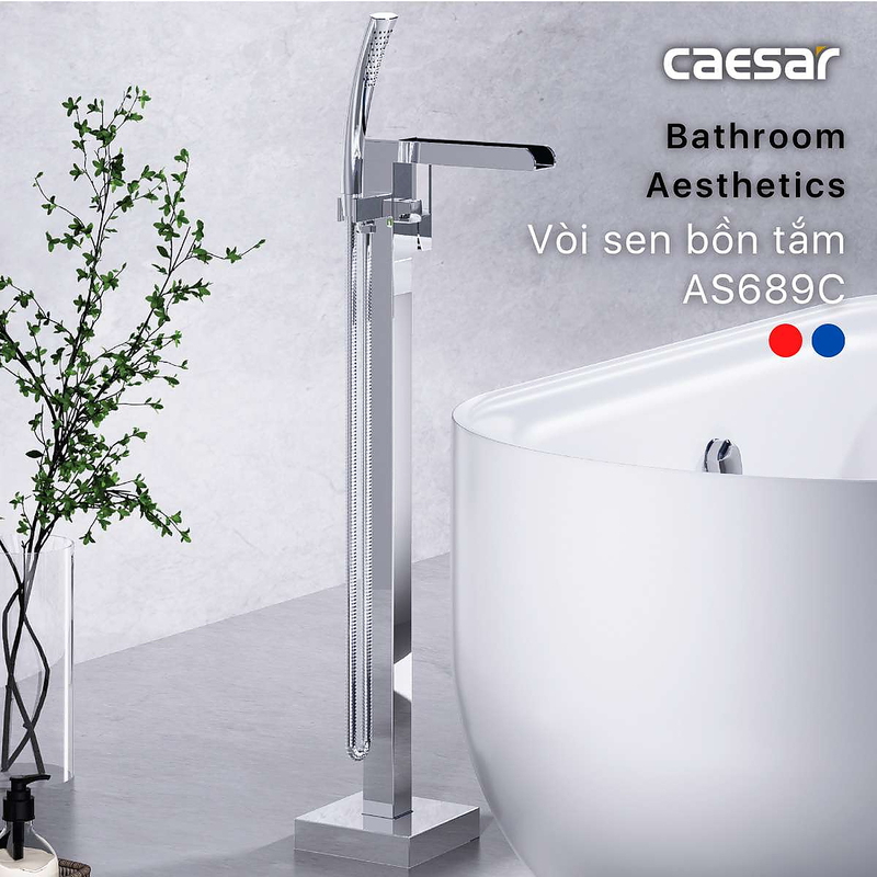 Vòi bồn tắm nóng lạnh đặt sàn Caesar AS689C