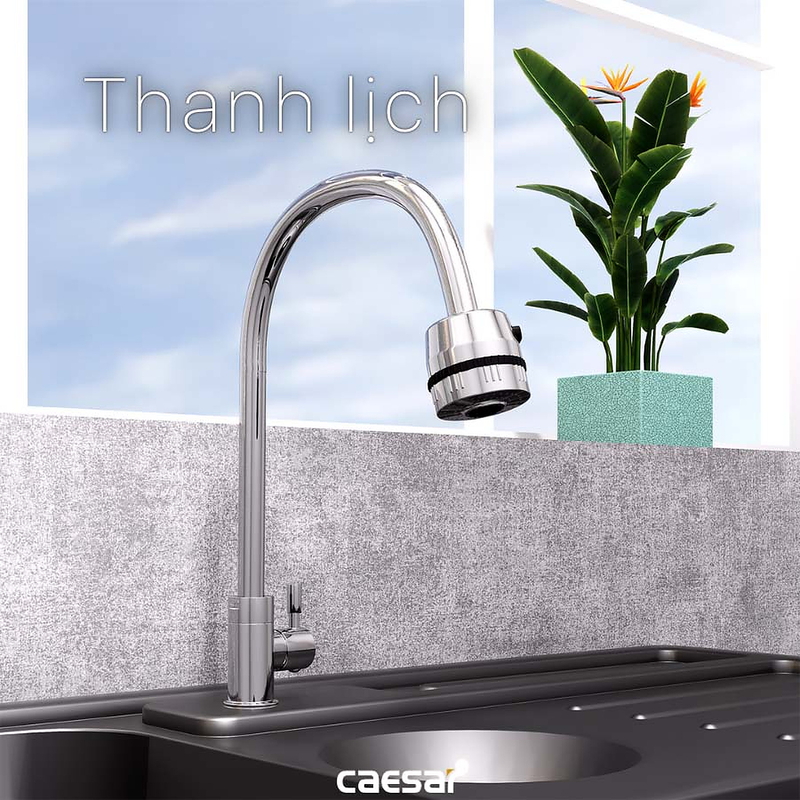 Vòi Rửa Bát Lạnh Cần Cứng Gắn Chậu Caesar K035CV