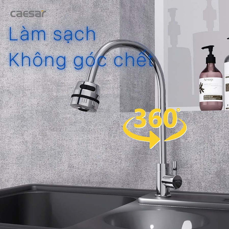 Vòi Rửa Bát Lạnh Cần Cứng Gắn Chậu Caesar K035CV