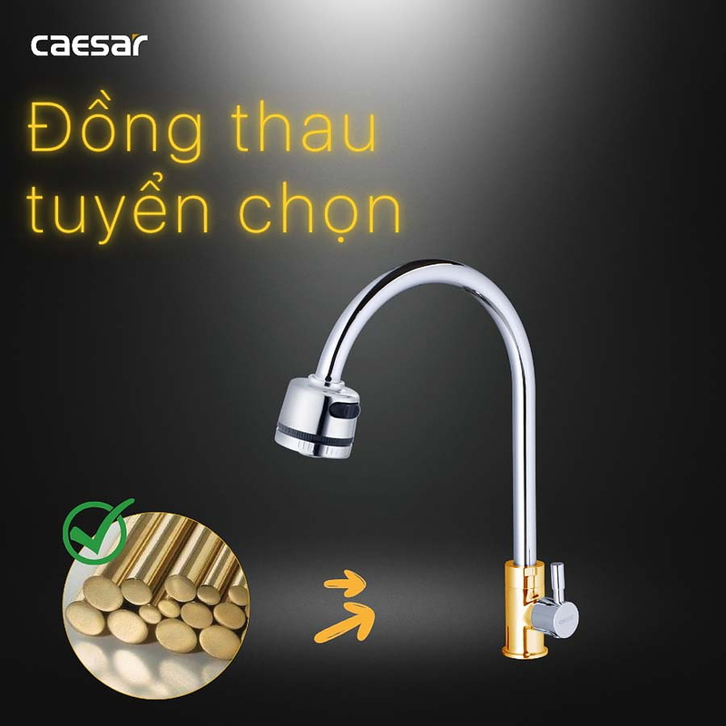 Vòi Rửa Bát Lạnh Cần Cứng Gắn Chậu Caesar K035CV